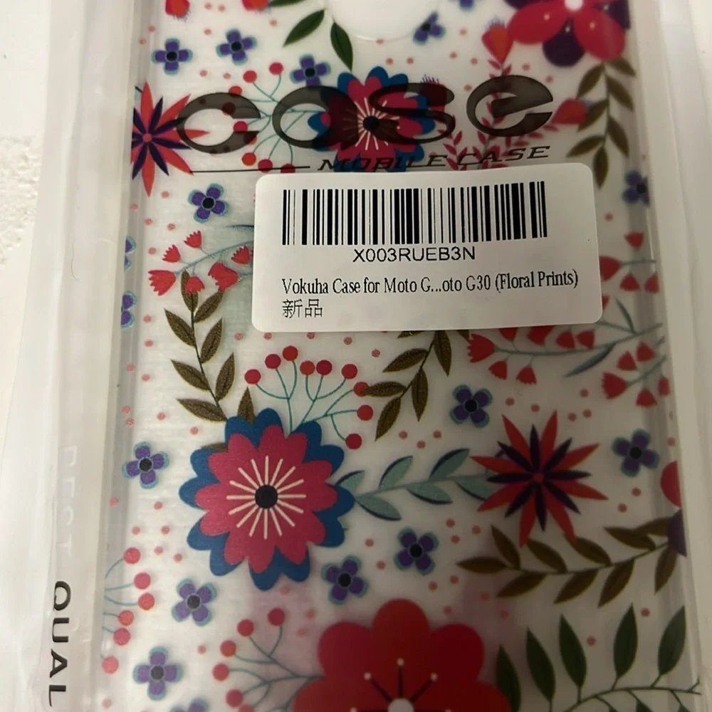 Amazon Floral Print Clear Phone Case for Moto G30